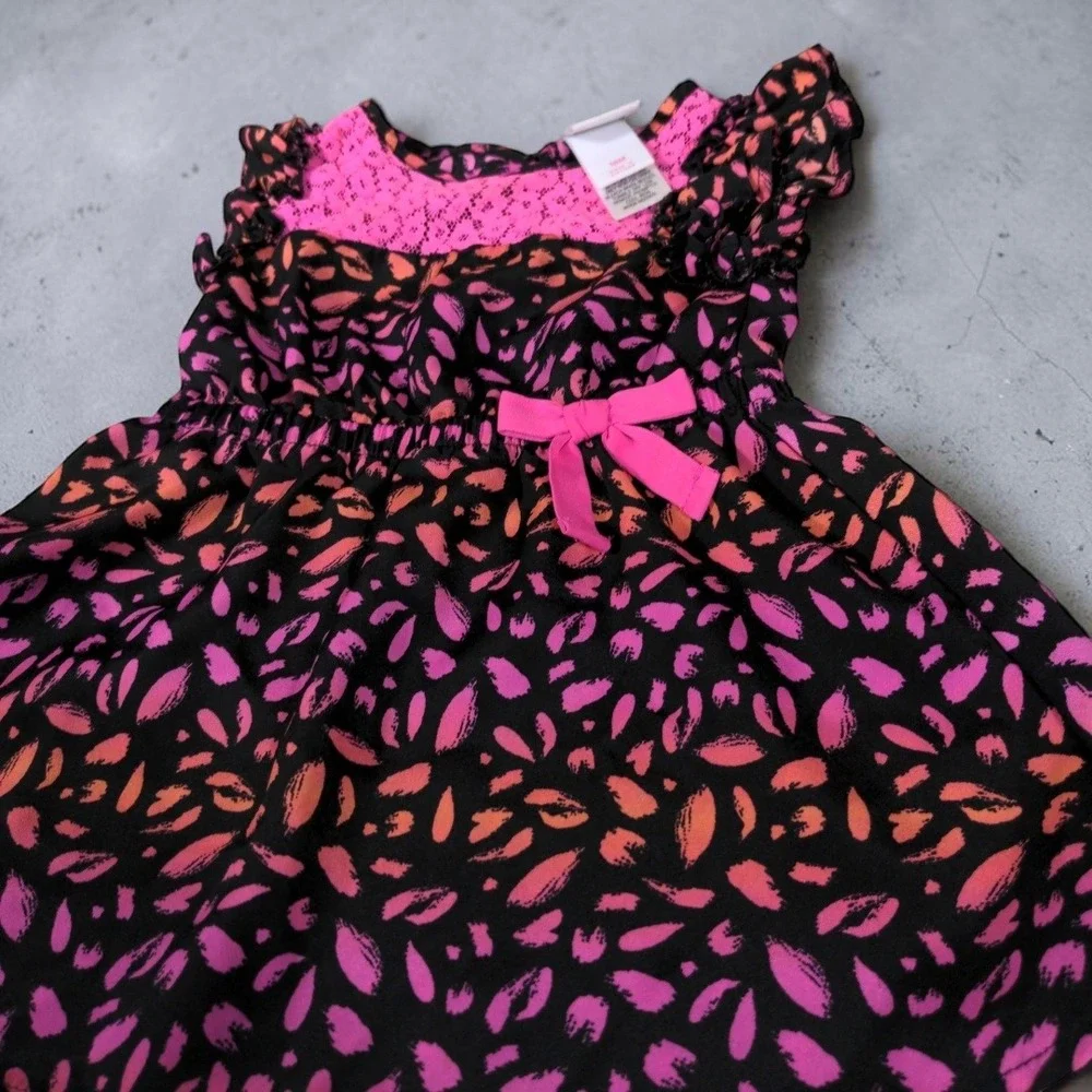 Vintage Circo Baby Girl Dress 18M Black Pink‎ Lace Floral Party Sun Dress Target